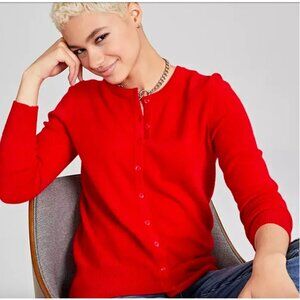 CHARTER CLUB Women's Red Cashmere Cardigan Size X-Large